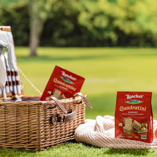 Loacker Quadratini Hazelnut Wafer Cookies 30% Less Sugar Bite, 250g/8.82oz