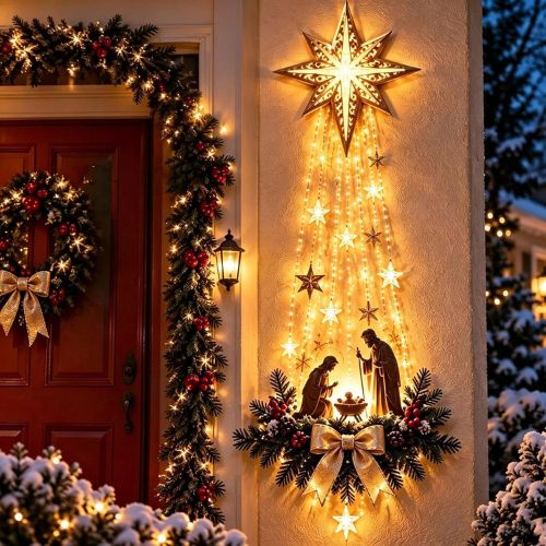 Lighted Nativity Wall Decor, Bethlehem Star of Faith,1PCS