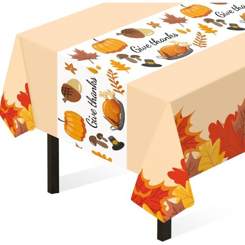 Thanksgiving Tablecloth, 3 Pack Disposable Plastic