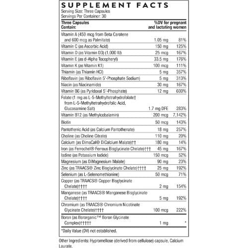 THORNE Basic Prenatal, Includes Active Folate, Choline & Iron, 90 Capsules