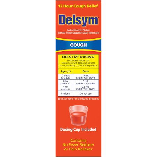 Delsym 12 Hour Cough Medicine for Adults Orange Flavor Liquid Cough Syrup, 5 Fl Oz (Pack of 1)