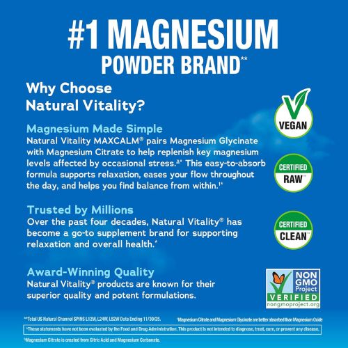 Natural Vitality Calm, Magnesium Supplement, Anti-Stress Drink Mix Powder