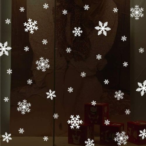 LUDILO 135Pcs Christmas Decorations Window Clings Snowflakes Window Decals