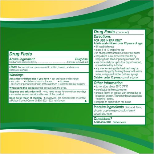 Debrox Earwax Removal Aid, 0.5 oz Earwax Removal Drops