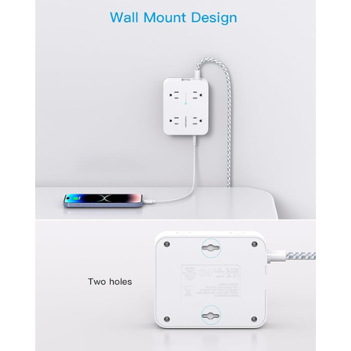 HANYCONY Surge Protector Power Strip β 8 Outlets, 4 USB, 5Ft Cord