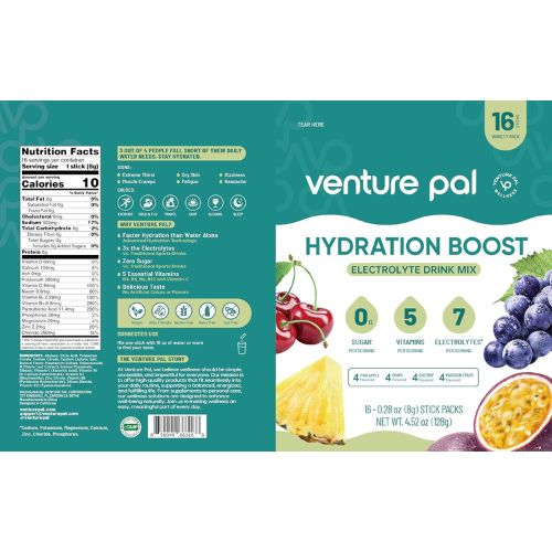 Venture Pal Sugar Free Electrolyte Packet, Liquid Daily IV Hydration Powder