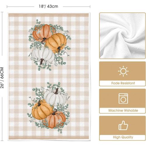Orange Hello Pumpkin Fall Kitchen Towels Set