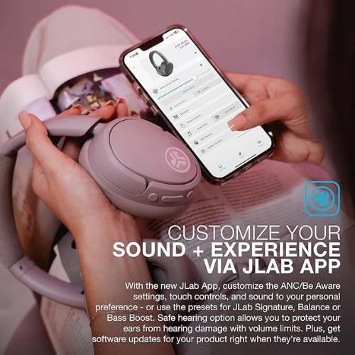 JLab JBuds Lux ANC Headphones – Mauve, Hybrid Noise Cancelling