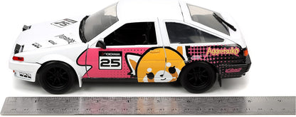 Jada Toys Sanrio 1:24 1986 Toyota Trueno Die-Cast Car & Aggretsuko Figure
