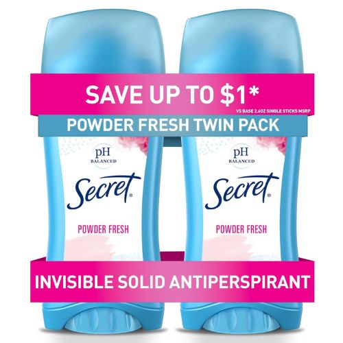 ecret Anti-Perspirant Deodorant Invisible Solid Powder Fresh Twin Pack 5.20 oz