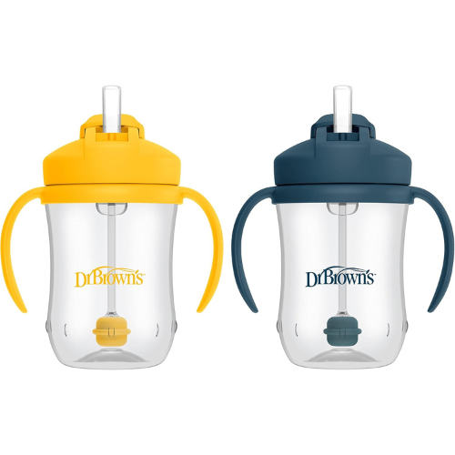 Dr. Brown's Milestones Baby's First Straw Cup, Blue & Yellow, 2-Pack