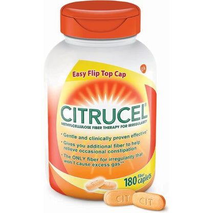 CITRUCEL Fiber Therapy Caplets for Irregularity, Easy to Swallow Methylcellulose, 180 Count
