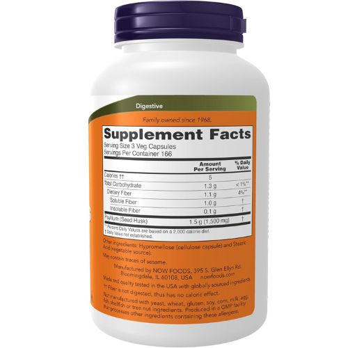 NOW Foods Supplements, Psyllium Husk Caps 500 mg