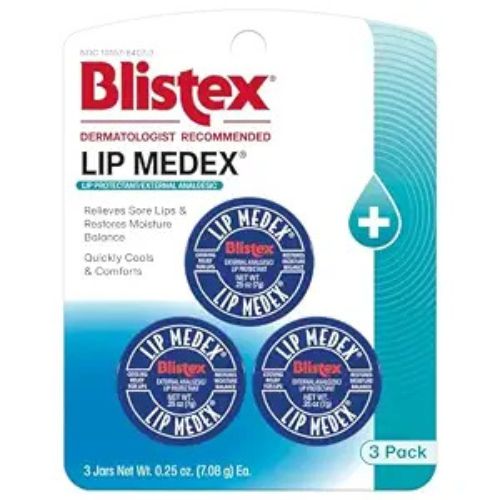 Blistex Lip Medex Medicated Lip Balm, 24 Hr Moisture, 0.25 oz, 3 Count