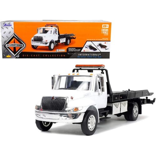 International Durastar 4400 Flatbed Tow Truck Die-Cast Car – White