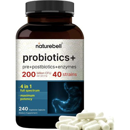 NatureBell Probiotics 200 Billion CFU Per Serving, 40 Strains, 240 Capsules