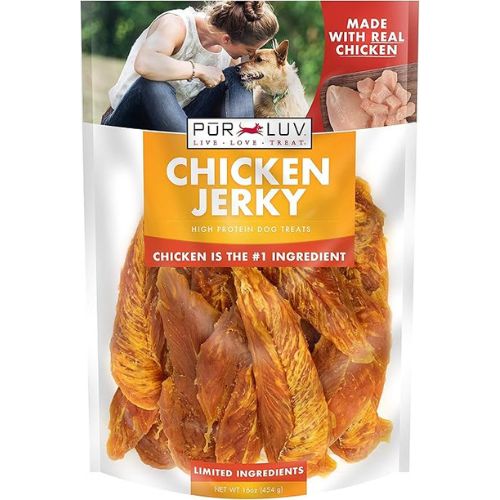 Pur Luv Chicken Jerky Treats – 16oz, 100% Real Chicken, High Protein
