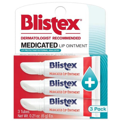 Blistex Medicated Lip Ointment, 24 Hr Moisture, 0.21 oz, 3 Pack
