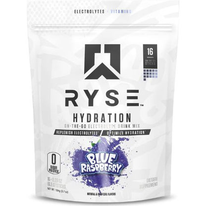 RYSE Hydration Electrolyte Powder Drink Mix Packets 16 Serving Sticks
