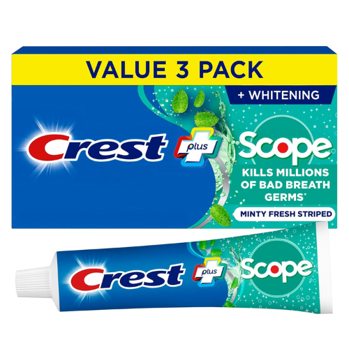 Crest + Scope Whitening Toothpaste - Pack of 3, 5.4 Oz Tubes - Anticavity Fluoride Toothpaste