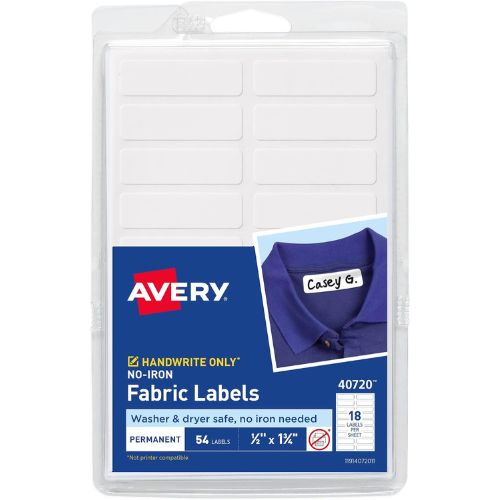 Avery No-Iron Fabric Labels, 1/2" x 1-3/4", Washer