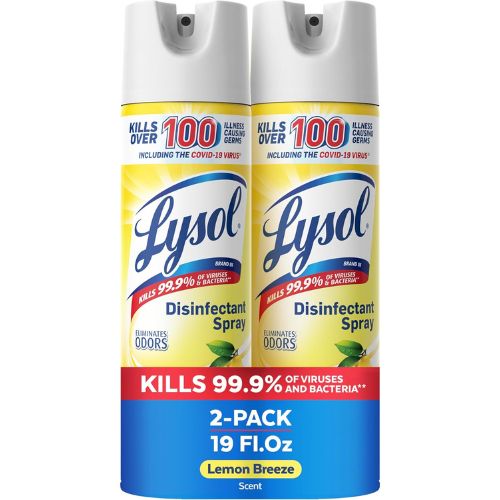 Lysol Disinfectant Spray, Sanitizer, Lemon, 19 oz, 2 Pack