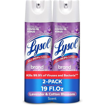 Lysol Disinfectant Spray, Sanitizer, Lavender, 19 oz, 2 Pack