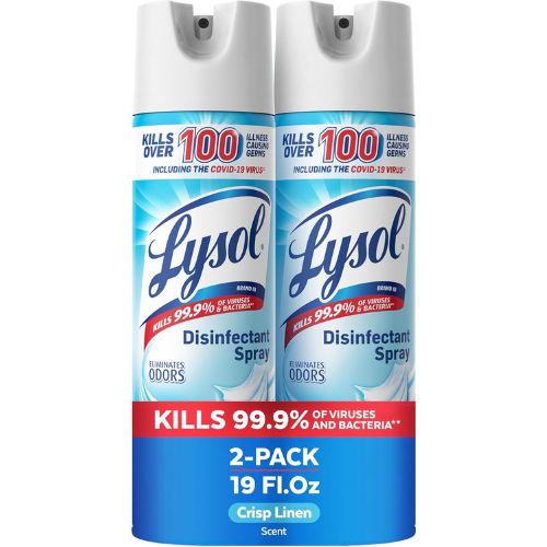 Lysol Disinfectant Spray, Sanitizer, Crisp Linen, 19 oz, 2 Pack