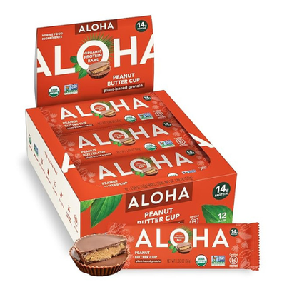 ALOHA Organic Protein Bars – Peanut Butter Cup, 12 Pack