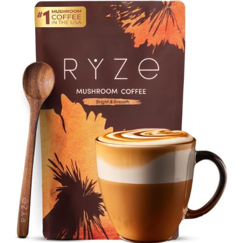 RYZE Organic Mushroom Coffee, Medium Roast, Adaptogenic Blend, 30 Servings