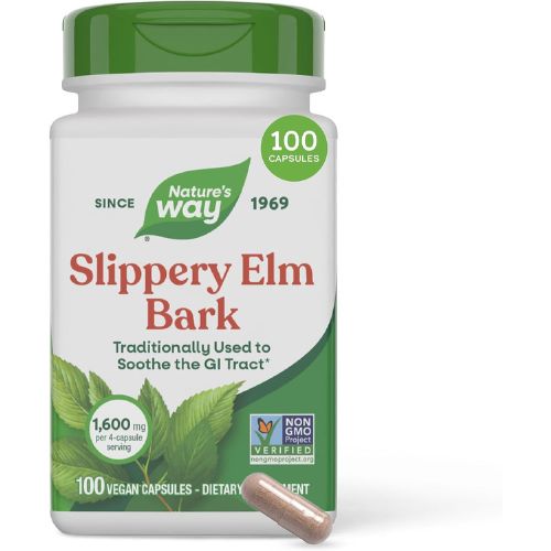 Nature's Way Slippery Elm Bark Capsules, 1,600 mg per Serving, 100 ct