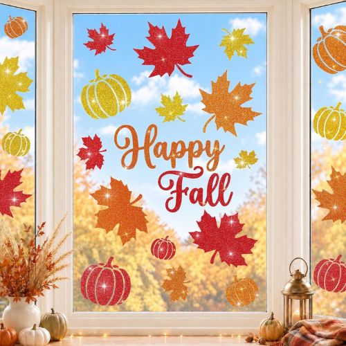 Autumn Thanksgiving Window Stickers Decals Decor