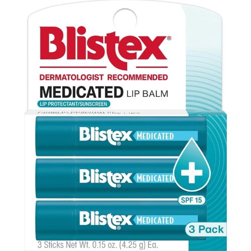 Blistex Medicated Lip Balm SPF 15, 24 Hr Moisture, 0.15 oz, 3 Count
