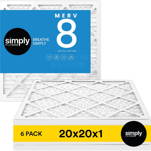Simply MERV 8 Air Filter – 20x20x1, 6 Pack