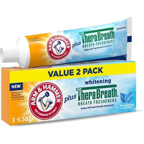 ARM & HAMMER Plus TheraBreath Toothpaste, Icy Mint, 5.5 oz, 2-Pack