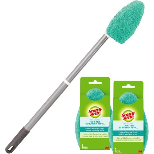 Scotch-Brite Extendable Tub & Tile Scrubber Kit, 1 Handle & 3 Scrubbers