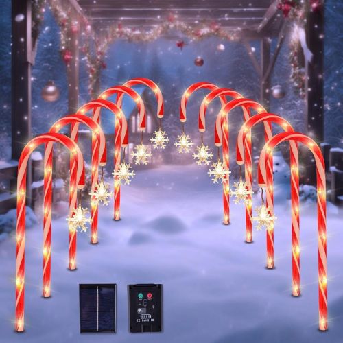 10 Pack Solar Candy Cane Pathway Lights