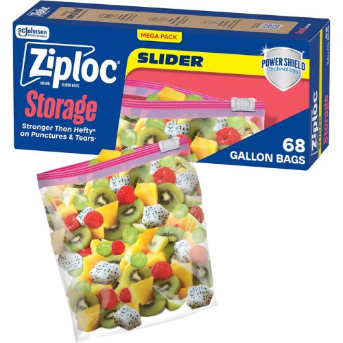 Ziploc Gallon Food Storage Slider Bags, 68 Count