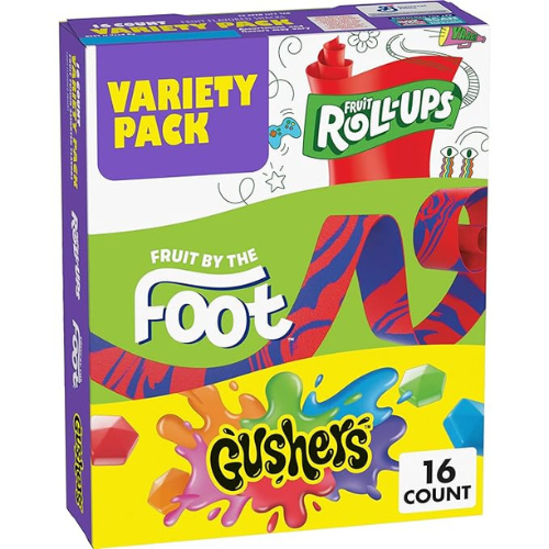 Fruit Snacks Variety Pack – Gushers, Roll-Ups & Fruit by the Foot (16 Pouches, 10.2 oz)