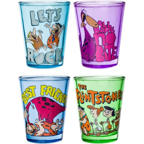 Silver Buffalo The Flintstones, 4 Pack Mini Glass Set, 1.5oz