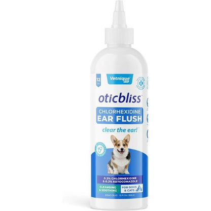 Oticbliss Medicated Ear Cleaner – 12oz Flush for Dogs & Cats