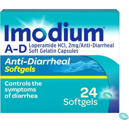 Imodium A-D Diarrhea Relief Softgels, 2mg Loperamide Hydrochloride, 24 Ct