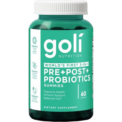 Goli Pre Pro Postbiotic Gummies - Worlds First 3-in-1 Formula 60 Gummies