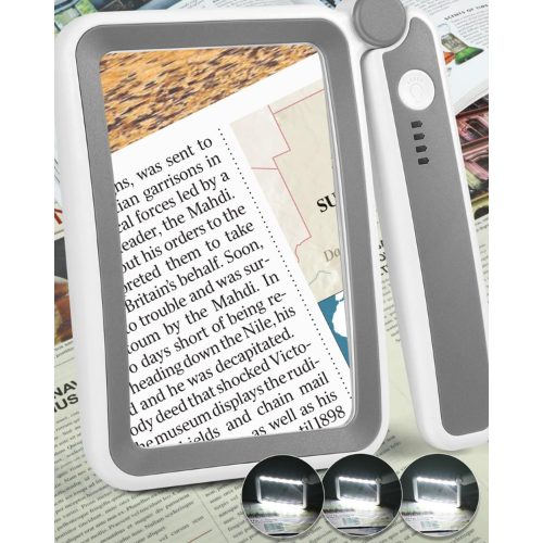 5X Rechargeable Folding Magnifying Glass with Dimmable LED Light