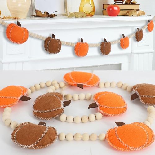 Fall Decor Felt Pumpkin Beads Garland for Fall Home Decorations