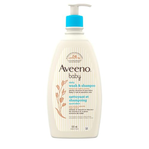 Aveeno Baby Daily Moisture Wash & Shampoo, Tear-Free, 18 fl. oz