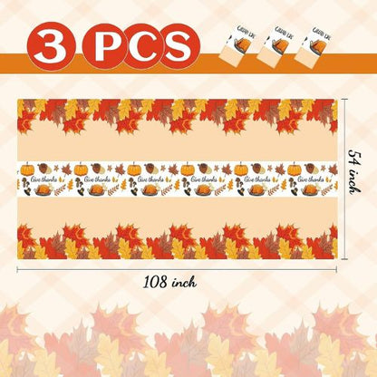 Thanksgiving Tablecloth, 3 Pack Disposable Plastic