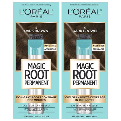 L'Oreal Paris Magic Root Permanent Hair Color Kit 4 Dark Brown (2 Count)