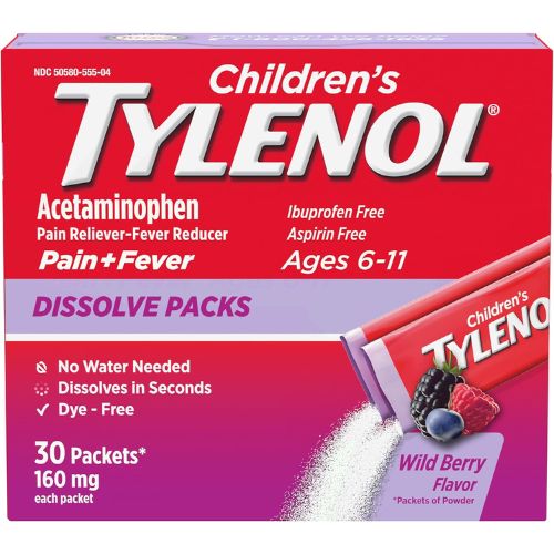 Children's Tylenol Dissolve Packs, 160 mg Acetaminophen, Wild Berry, 30 ct
