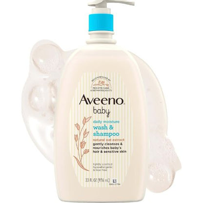 Aveeno Baby Daily Moisture Body Wash & Shampoo with Oat Extract, 33 fl. oz